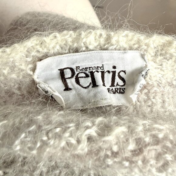 Vintage 80’s Bernard Perris Paris Wool Knit Sweater Size S Cream Grey - Picture 6 of 6